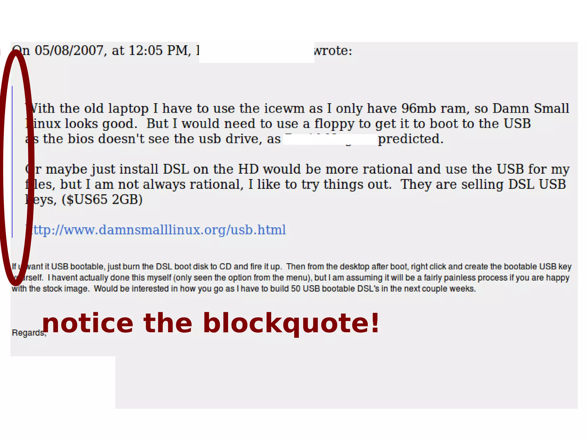 notice the blockquote!
 