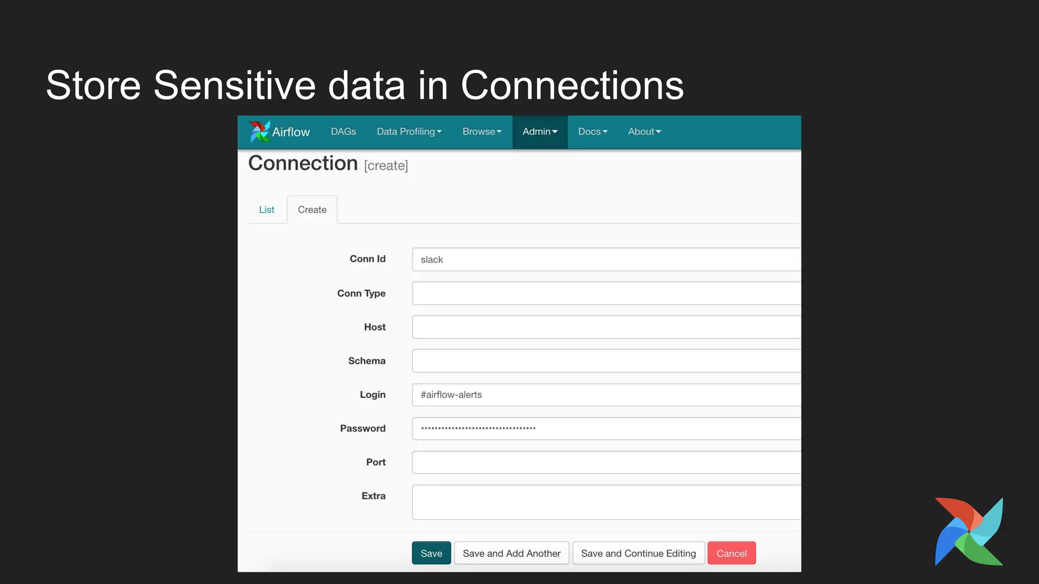 Store Sensitive data in Connections
 