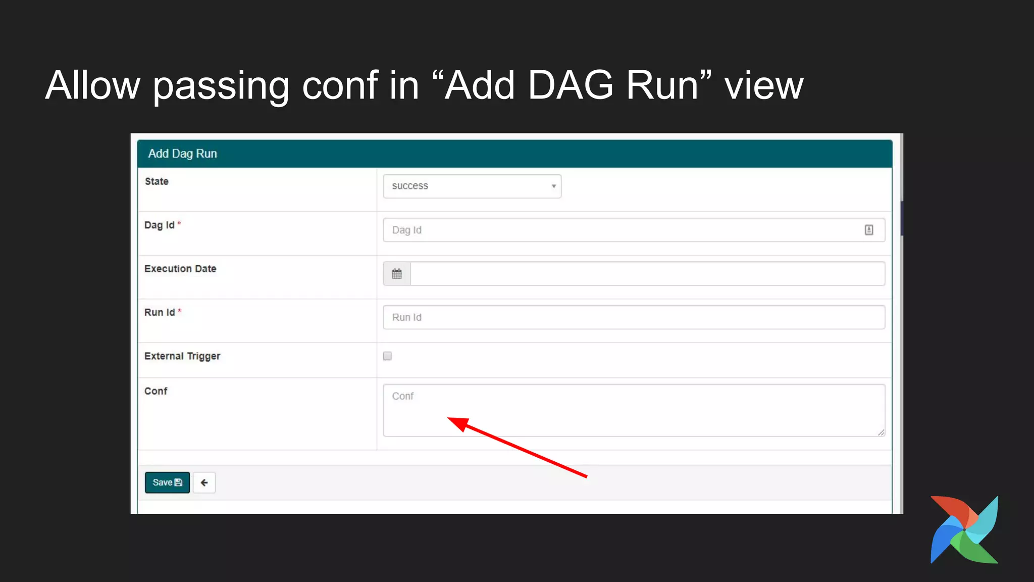 Allow passing conf in “Add DAG Run” view
 