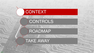 https://www.elysiumsecurity.com
CONTEXT
CONTROLS
ROADMAP
TAKE AWAY
3
PUBLIC
 
