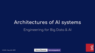 Architectures of AI systems
Engineering for Big Data & AI
HCMC, Sep 6th 2019 herve@quod.aiHerve Roussel
 