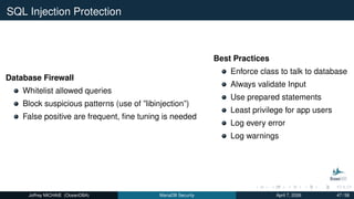 Comprehensive Security Strategies for MariaDB Database Systems | PDF