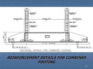 REINFORCEMENT DETAILS FOR COMBINED
FOOTING
62
 