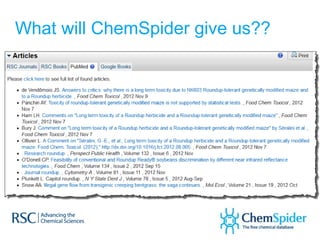 What will ChemSpider give us??
 