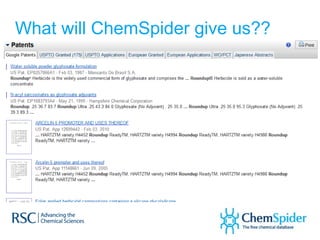 What will ChemSpider give us??
 