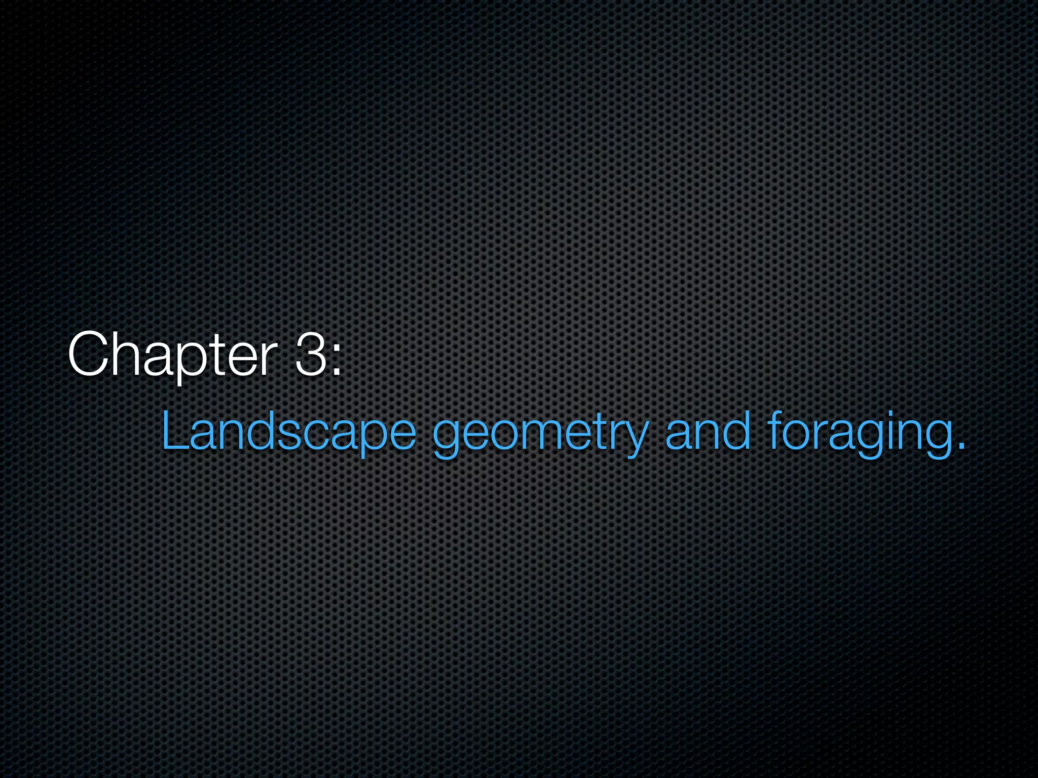 Chapter 3:
	 	 Landscape geometry and foraging.

 