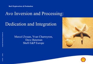 Avo Inversion and Processing: Dedication and Integration Marcel Zwaan, Yvan Charreyron,  Dave Bateman Shell E&P Europe  