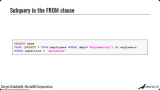 Beyond the basics: advanced SQL with MariaDB