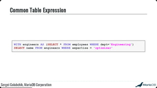 Beyond the basics: advanced SQL with MariaDB