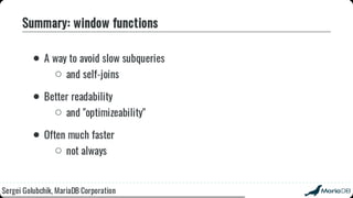 Beyond the basics: advanced SQL with MariaDB