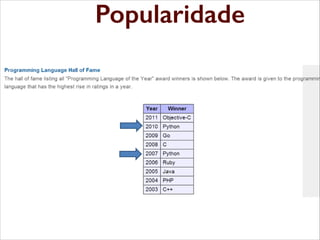 Popularidade
Linguagem do ano TIOBE em
2007 e 2010

Linguagem Favorita do

 