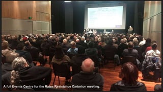 A full Events Centre for the Rates Resistance Carterton meeting.
 