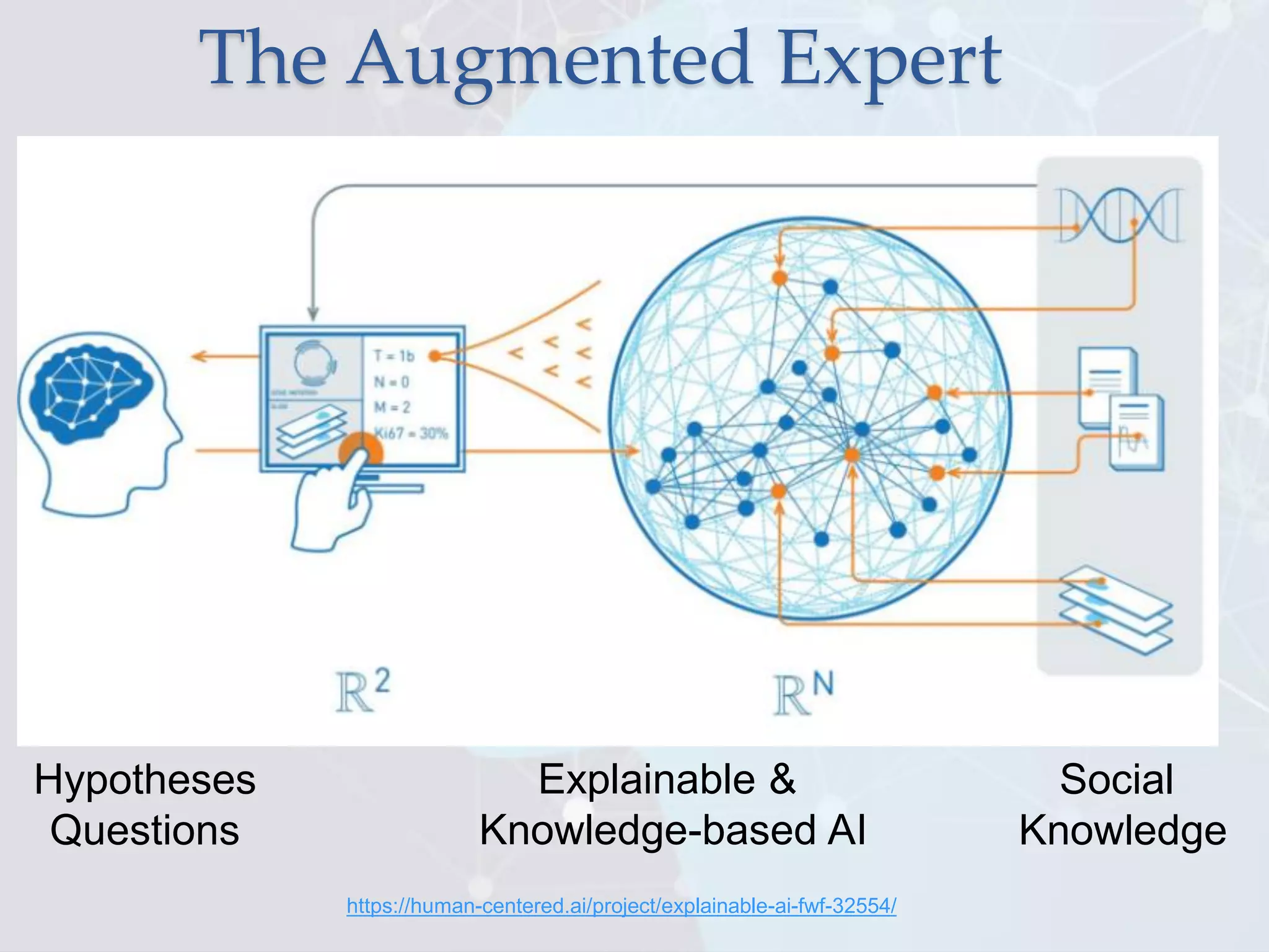 The Augmented Expert
https://human-centered.ai/project/explainable-ai-fwf-32554/
Social
Knowledge
Hypotheses
Questions
Explainable &
Knowledge-based AI
 