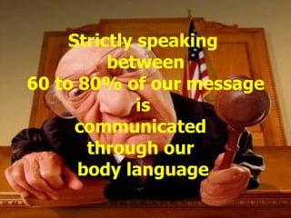 Strictly speaking  between  60 to 80% of our message  is  communicated  through our  body language 