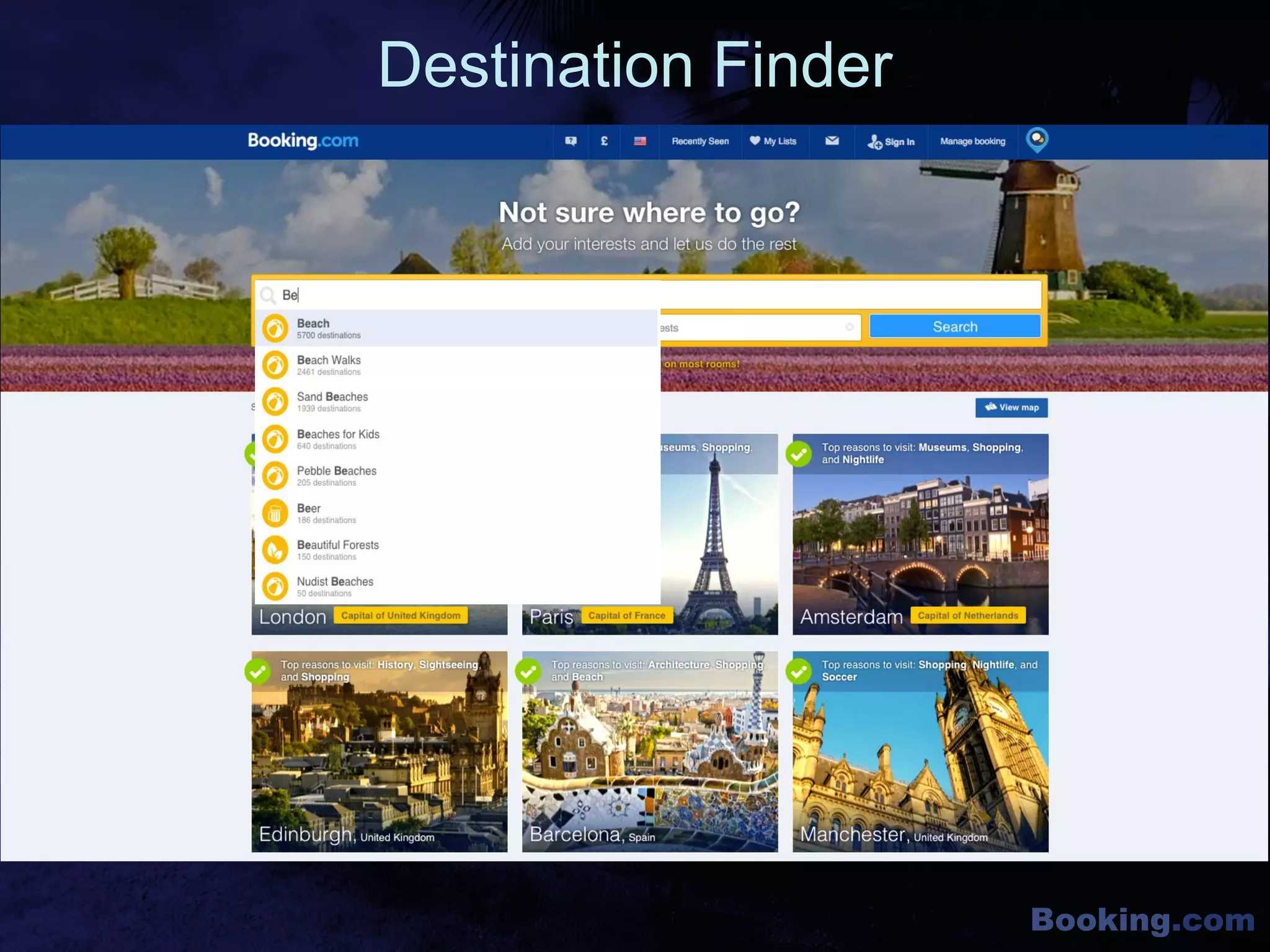 Booking.com
Destination Finder
 