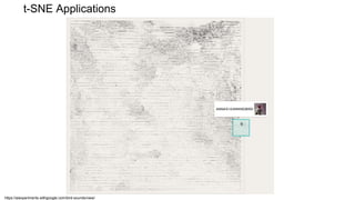t-SNE Applications
https://aiexperiments.withgoogle.com/bird-sounds/view/
 