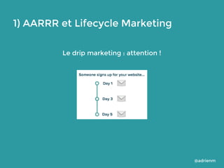 1) AARRR et Lifecycle Marketing
Le drip marketing : attention !

@adrienm

 