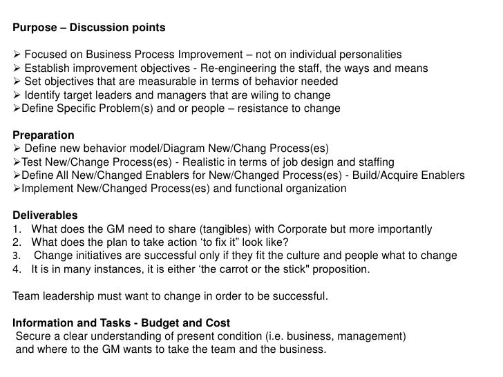 Talking points discussion with gm