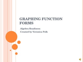 GRAPHING FUNCTION FORMS Algebra Readiness Created by Veronica Polk 
