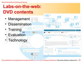 Labs-on-the-web:  DVD contents Management Dissemination Training Evaluation Technology 