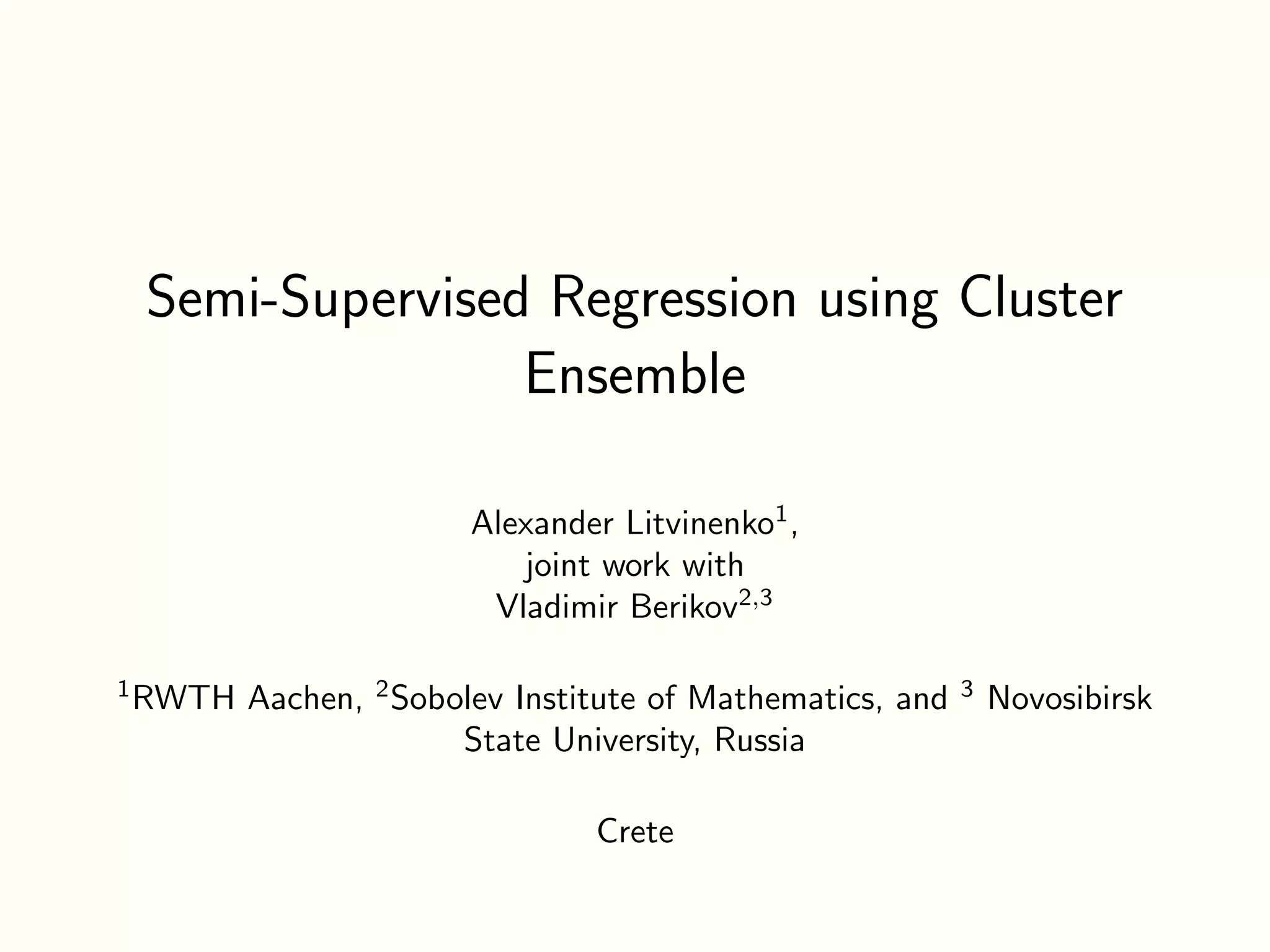 Semi supervised regression using cluster ensemble ppt