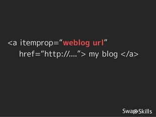 <a itemprop=“weblog url”
   href=“http://....”> my blog </a>
 