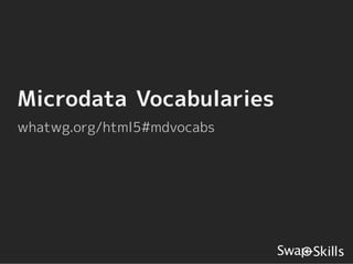 Microdata Vocabularies
whatwg.org/html5#mdvocabs
 
