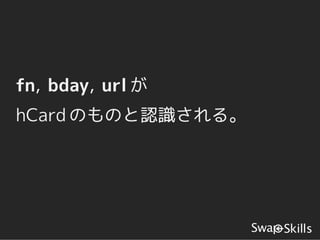 fn, bday, url が
hCard のものと認識される。
 