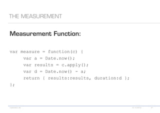 var measure = function(c) {
     var a = Date.now();
     var results = c.apply();
     var d = Date.now() - a;
     return { results:results, duration:d };
};
 