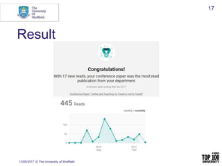Result
13/05/2017 © The University of Sheffield
17
 