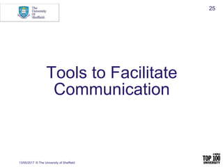 Tools to Facilitate
Communication
13/05/2017 © The University of Sheffield
25
 