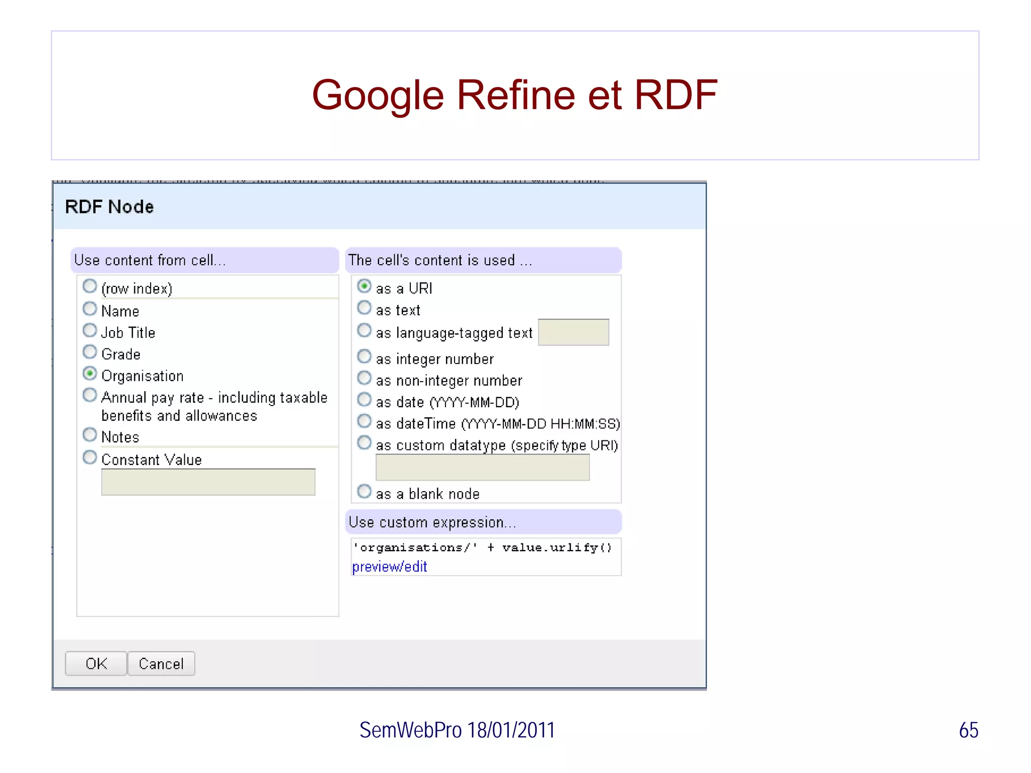 Google Refine et RDF




  SemWebPro 18/01/2011   65
 