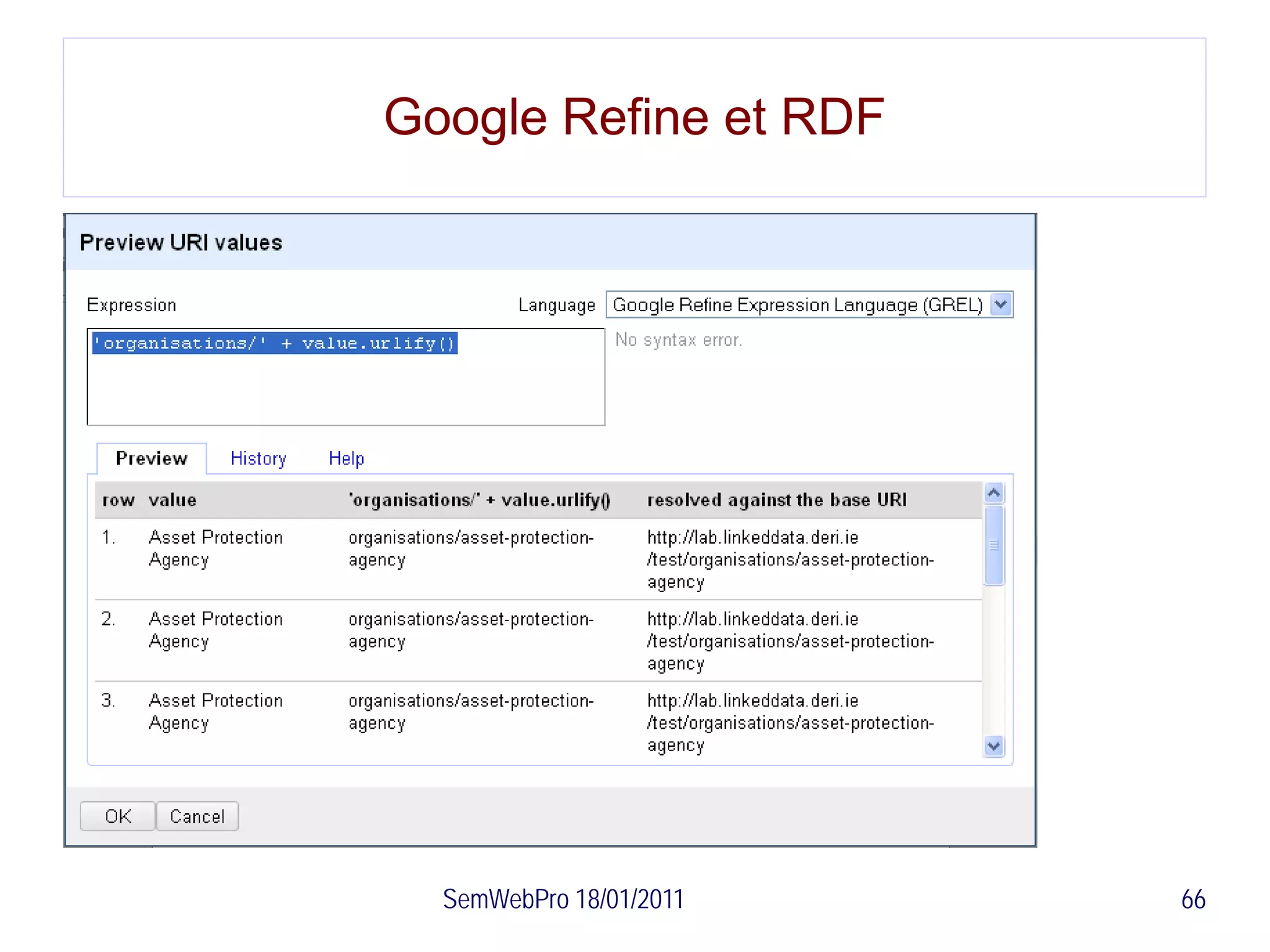 Google Refine et RDF




  SemWebPro 18/01/2011   66
 