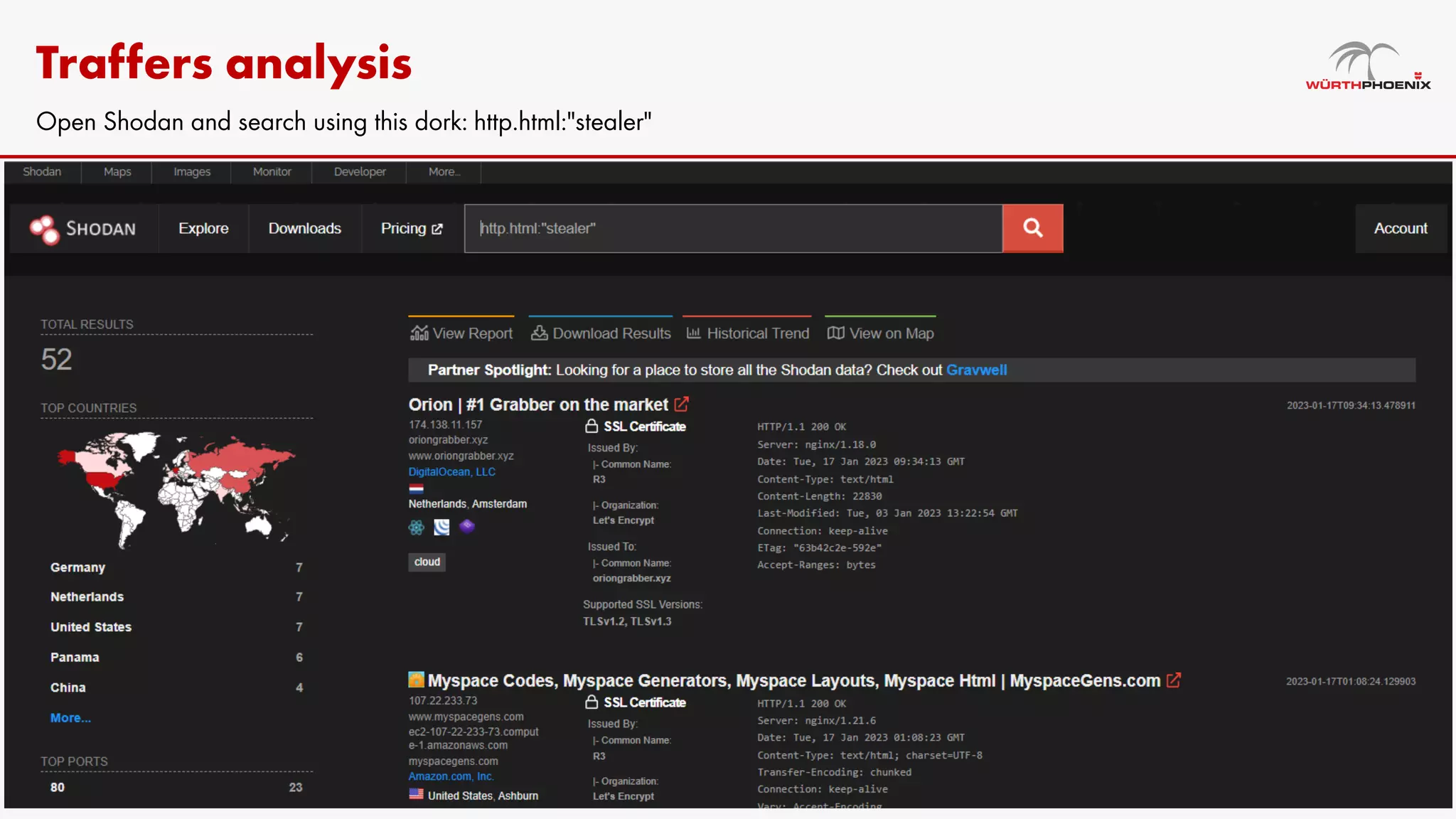 Traffers analysis
Open Shodan and search using this dork: http.html:"stealer"
 