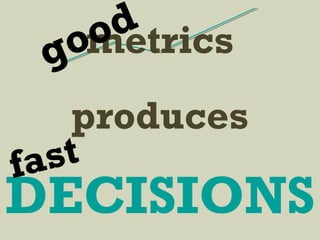 produces
DECISIONS
fast
metricsgood
 