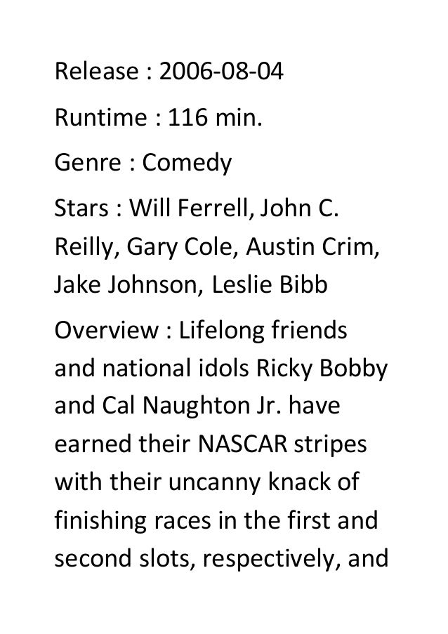 Talladega nights the ballad of ricky bobby(2006) funny action comedy movies