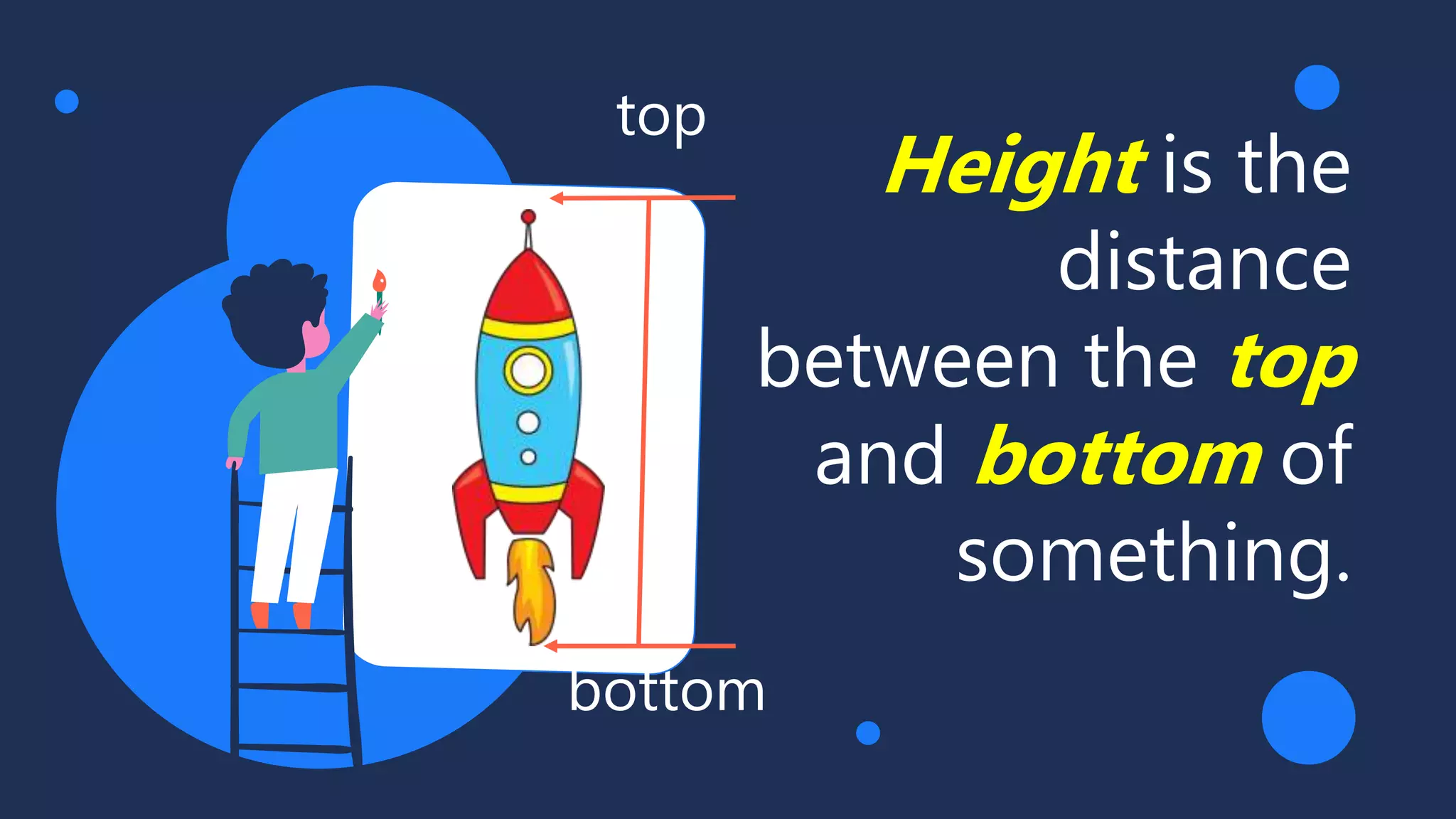 top
Height is the
distance
between the top
and bottom of
something.
bottom
 