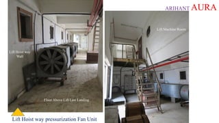 ARIHANT AURA
Lift Hoist way pressurization Fan Unit
Floor Above Lift Last Landing
Lift Hoist way
Wall
Lift Machine Room
 
