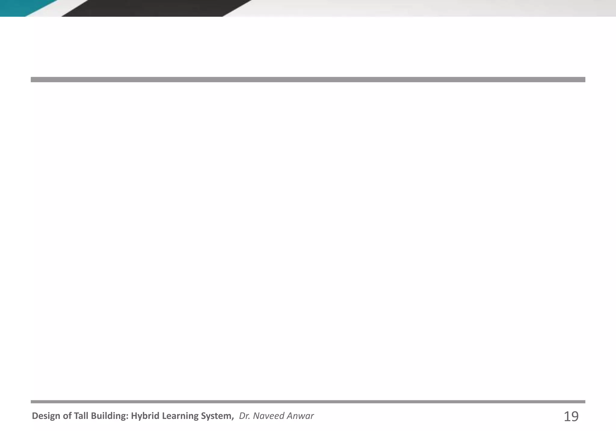 Design of Tall Building: Hybrid Learning System, Dr. Naveed Anwar 19
 