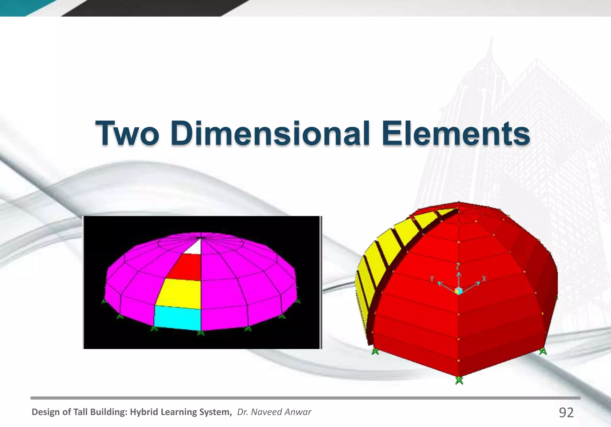Design of Tall Building: Hybrid Learning System, Dr. Naveed Anwar
Two Dimensional Elements
92
 