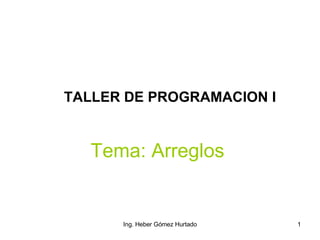 TALLER DE PROGRAMACION I Tema: Arreglos 