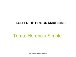 TALLER DE PROGRAMACION I Tema: Herencia Simple 