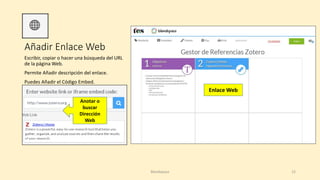 Añadir Enlace Web
Escribir, copiar o hacer una búsqueda del URL
de la página Web.
Permite Añadir descripción del enlace.
Puedes Añadir el Código Embed.
Blendspace 12
Enlace Web
Anotar o
buscar
Dirección
Web
 