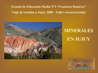 Escuela de Educación Media Nº2 “Francisco Ramírez” Viaje de estudios a  Jujuy 2008 - Taller extracurricular MINERALES EN JUJUY 