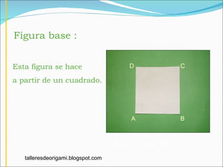 Figura base : Esta figura se hace  a partir de un cuadrado. A B C D Sea  ABCD talleresdeorigami.blogspot.com 