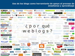 Uso de los blogs como herramienta de apoyo al proceso de
                                enseñanza y aprendizaje




          ¿ p o r qué
         weblogs?
 