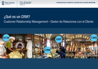 ESTRATEGIAS PARA LA GESTIÓN DE LA RELACIÓN CON LOS CLIENTES: USO DEL CRM
¿Qué es un CRM?
Customer Relationship Management – Gestor de Relaciones con el Cliente
 