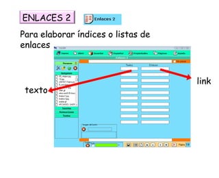 Para elaborar índices o listas de enlaces texto link ENLACES 2 