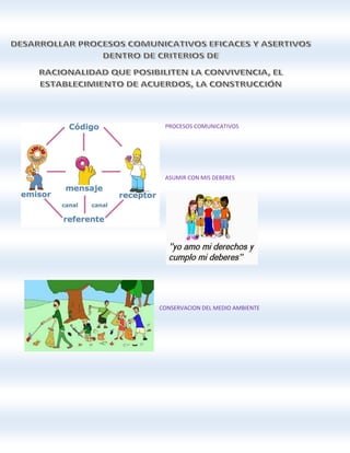 CONSERVACION DEL MEDIO AMBIENTE
PROCESOS COMUNICATIVOS
ASUMIR CON MIS DEBERES
 