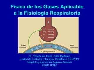 Física de los Gases Aplicable
a la Fisiología Respiratoria
Dr. Orlando de Jesús Rivilla Medrano
Unidad de Cuidados Intensivos Pediátricos (UCIPED)
Hospital Uyapar de los Seguros Sociales
Puerto Ordaz
 